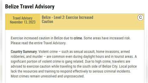 belize travel warnings.